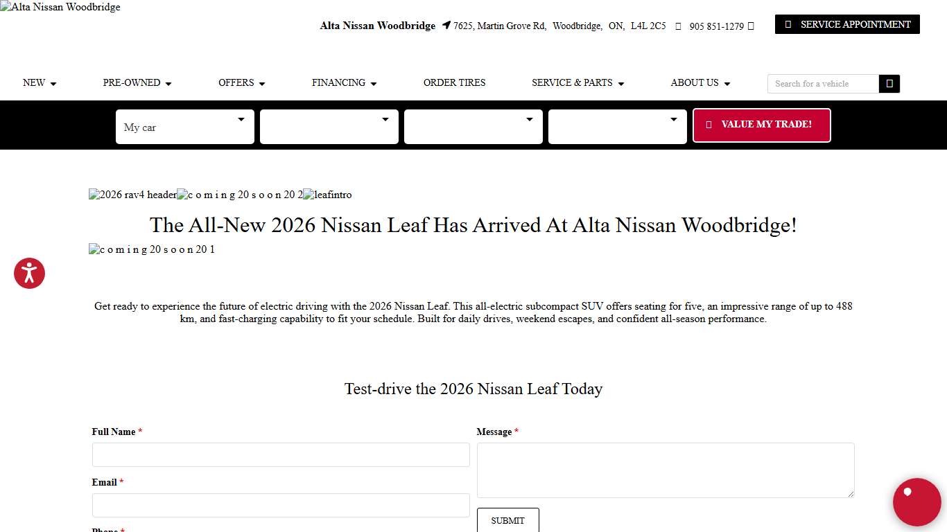 2026 Nissan Leaf All-Electric SUV Alta Nissan Woodbridge